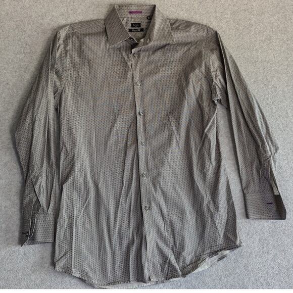 PAUL SMITH Men Dress Shirt Size 39 Classic Fit Geometric Button Up Preppy Italy - Picture 1 of 10